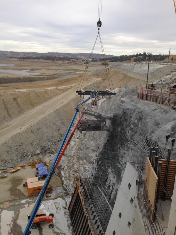 Folsom Dam platform drilling